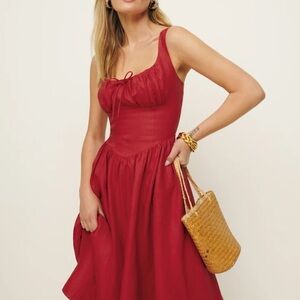 NWT REFORMATION Balia Linen Dress, Sundried Tomato, size 0